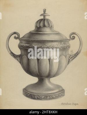 Silver Sugar Bowl, 1936. Stock Photo