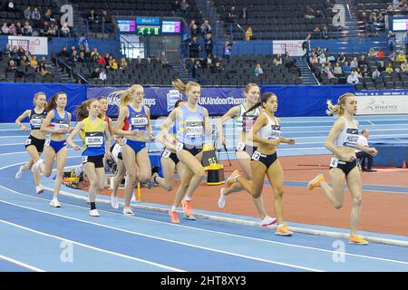 Birmingham, UK. 27th Feb, 2022. Utilita Arena, Birmingham, Febru Womens 3000m During the UK ATHLETICS INDOOR CHAMPIONSHIPS (incorporating the World Indoor trials) Utilita Arena, Birmingham Sunday February 27th 2022 Karl W Newton/Sports Press Photo Credit: SPP Sport Press Photo. /Alamy Live News Stock Photo