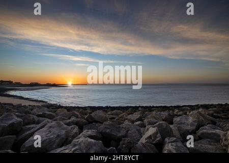 Late afternoon sky over Morecambe Bay in Lancashire, UK Stock Photo