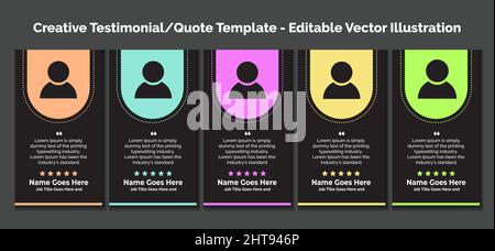 Creative Testimonial Templates, Creative Quote Templates - Editable Vector Illustration Stock Vector