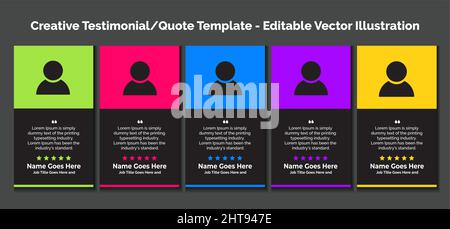 Creative Testimonial Templates, Creative Quote Templates - Editable Vector Illustration Stock Vector
