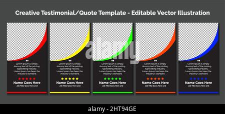 Creative Testimonial Templates, Creative Quote Templates - Editable Vector Illustration Stock Vector