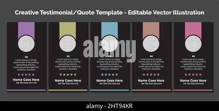 Creative Testimonial Templates, Creative Quote Templates - Editable Vector Illustration Stock Vector