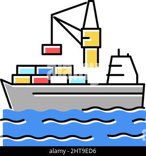ship entering in port color icon vector illustration Stock Vector Image ...