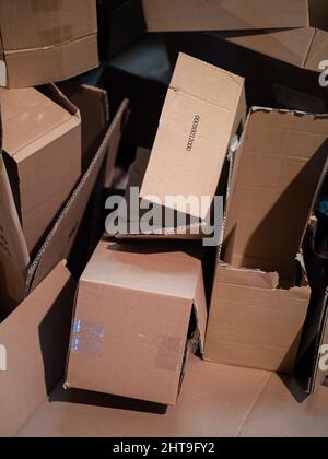 Discarded Packaging Cardboard Boxes on White Background on White ...