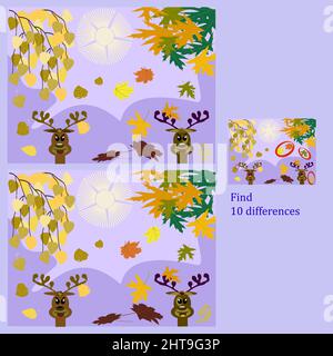 find 10 differences puzzle for children under 6 years old Stock Vector