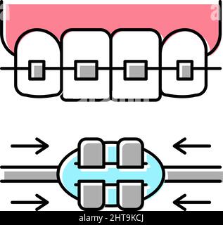 work process tooth braces color icon vector illustration Stock Vector