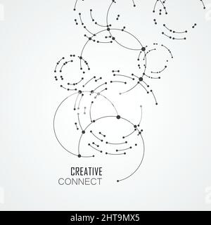 Vector points connecting circles background. Geometric abstraction design with lines and points Stock Vector