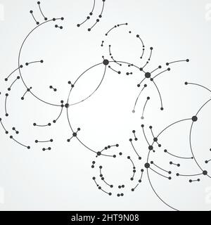 Vector points connecting circles background. Geometric abstraction design with lines and points Stock Vector