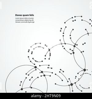 Vector points connecting circles background. Geometric abstraction design with lines and points Stock Vector