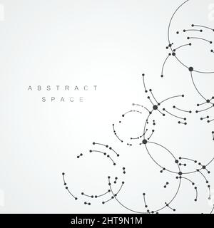 Vector points connecting circles background. Geometric abstraction design with lines and points Stock Vector