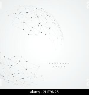 Abstract design with compound lines and dots. Vector science background ...