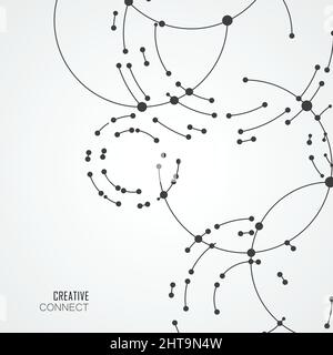 Vector points connecting circles background. Geometric abstraction design with lines and points Stock Vector