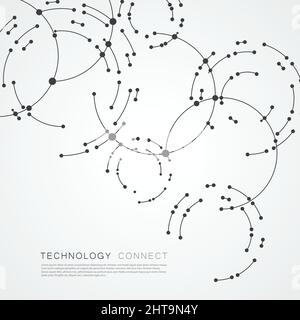 Vector points connecting circles background. Geometric abstraction design with lines and points Stock Vector