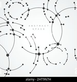 Vector points connecting circles background. Geometric abstraction design with lines and points Stock Vector