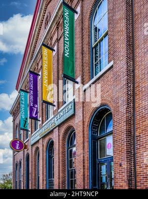 Banners on Savannah Visitors Center Stock Photo