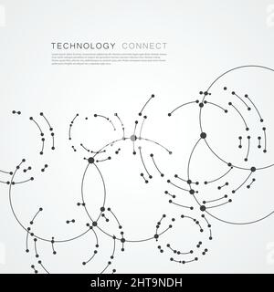 Vector points connecting circles background. Geometric abstraction design with lines and points Stock Vector