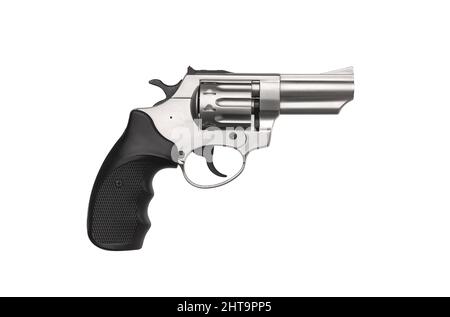 silver gun revolver isolate on white background Stock Photo - Alamy