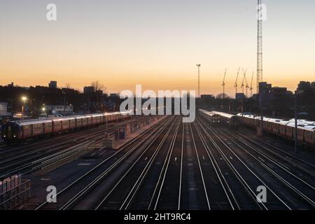 railway lines at clapham junction station, wandsworth London Stock Photo