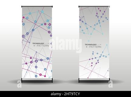 Abstract purple color science background with connection dots and lines Stock Vector