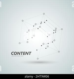 Black polyhedron 3d vector illustration. Stock Vector