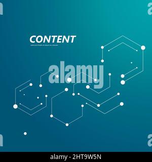 Line and dots connect vector. Geometric hexagon abstract molecular structure Stock Vector