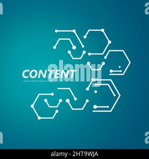 Line and dots connect vector. Geometric hexagon abstract molecular structure Stock Vector