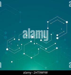 Line and dots connect vector. Geometric hexagon abstract molecular structure Stock Vector