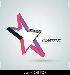 Star vector icon, 3d ribbon abstract symbol Stock Vector