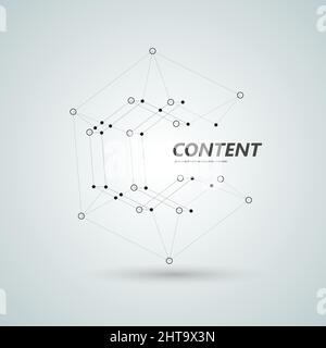 Black polyhedron 3d vector illustration. Stock Vector