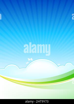 Summer day background with clouds and sun lights vector Stock Vector