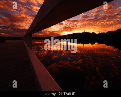 Most beautiful sunset in Canberra, the capital city of Australia Stock Photo