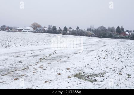 Snow in Beverley, East Yorkshire UK following storm Eunice February 2022 Stock Photo