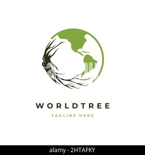 Green world logo design illustration vector template Stock Vector