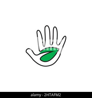 Hand leaf logo design vector template Stock Vector