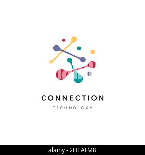 Connection dot technology logo design vector template Stock Vector