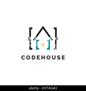 Code house logo design illustration symbol vector template Stock Vector