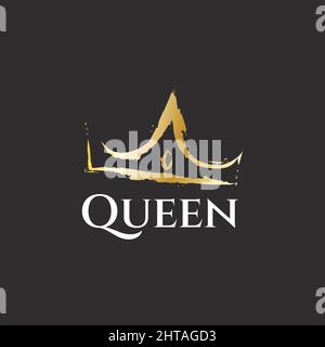 Queen crown logo design symbol vector template Stock Vector