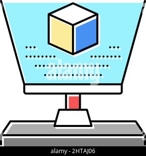 autocad 3d program color icon vector illustration Stock Vector Image ...