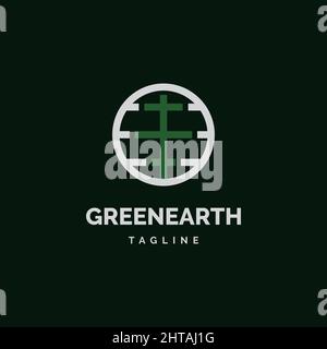 Green earth logo design illustration vector template Stock Vector