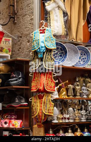 Vertical shot of traditional Turkish cultural goods in a market Stock Photo