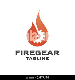 Gear fire logo design inspiration vector template Stock Vector