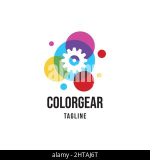 Color gear logo design illustration vector template Stock Vector