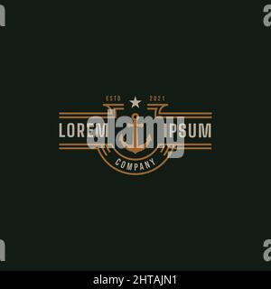 Vintage nautical anchor logo design inspiration vector template Stock Vector