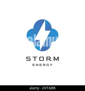 Abstract cloud with flash logo design illustration vector template. Cloud technology icon Stock Vector