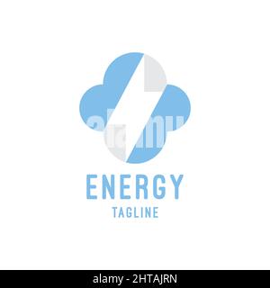 Abstract cloud with flash logo design illustration vector template. Cloud technology icon Stock Vector