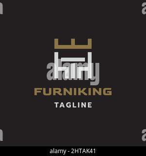 Furniture king logo design illustration vector template. Home furnishing icon Stock Vector