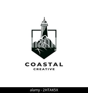 Coastal logo design illustration vector template. Lighthouse icon inspiration Stock Vector