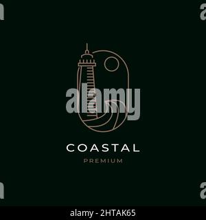 Coastal logo design illustration vector template. Lighthouse icon inspiration Stock Vector