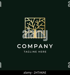 Premium tree logo design icon vector template. Branch icon illustration Stock Vector